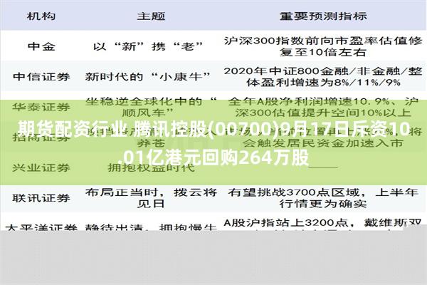 期货配资行业 腾讯控股(00700)9月17日斥资10.01亿港元回购264万股