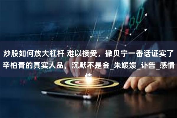 炒股如何放大杠杆 难以接受，撒贝宁一番话证实了辛柏青的真实人品，沉默不是金_朱媛媛_讣告_感情