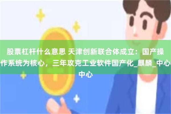 股票杠杆什么意思 天津创新联合体成立：国产操作系统为核心，三年攻克工业软件国产化_麒麟_中心