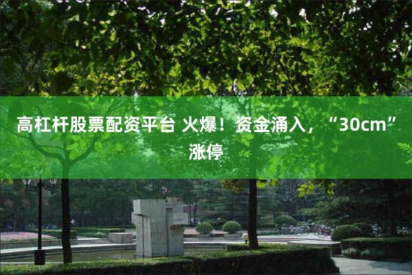 高杠杆股票配资平台 火爆！资金涌入，“30cm”涨停