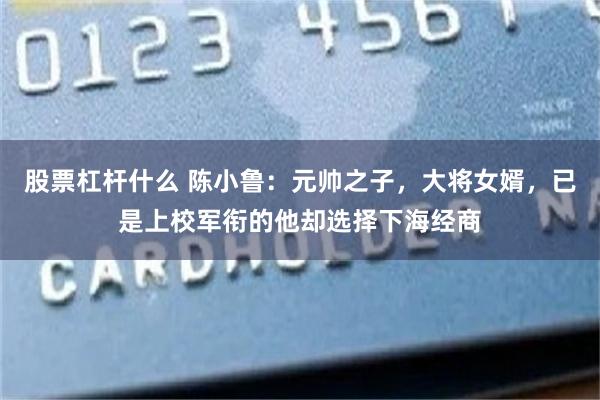 股票杠杆什么 陈小鲁：元帅之子，大将女婿，已是上校军衔的他却选择下海经商